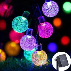 Solar Crystal Globe LED String Lights - 60 LED, 8 Modes, IP65 Waterproof, Decorative Fairy Lights for Garden and Party Decor (Multicolor)