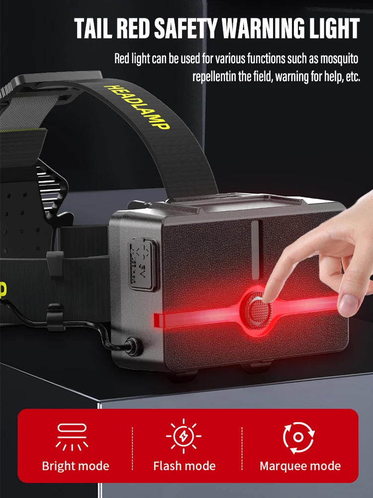 XHP360 High Power Fishing Headlamp Rechargeable Light Headlight Camping Hiking LED Flashlights Can Be Used As A Power Bank