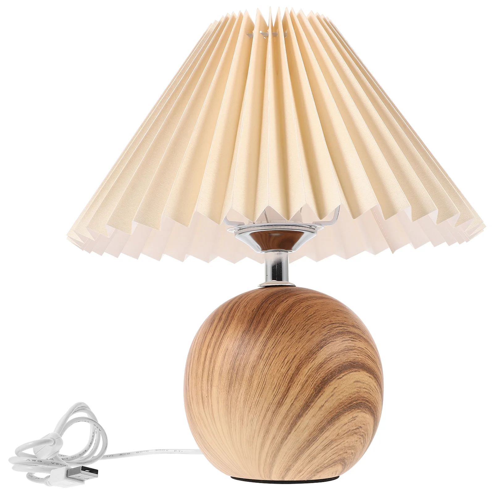 

Stepless Dimming Table Light Minimalist Nightstand Lamp Wood Bedside with USB Port