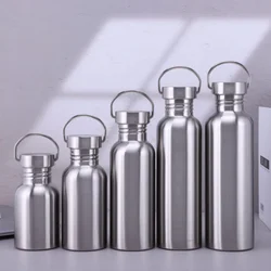 Large Capacity Stainless Steel Water Bottle with Lid - Big Mouth Sports Drinkware - 500ml (Silver)
