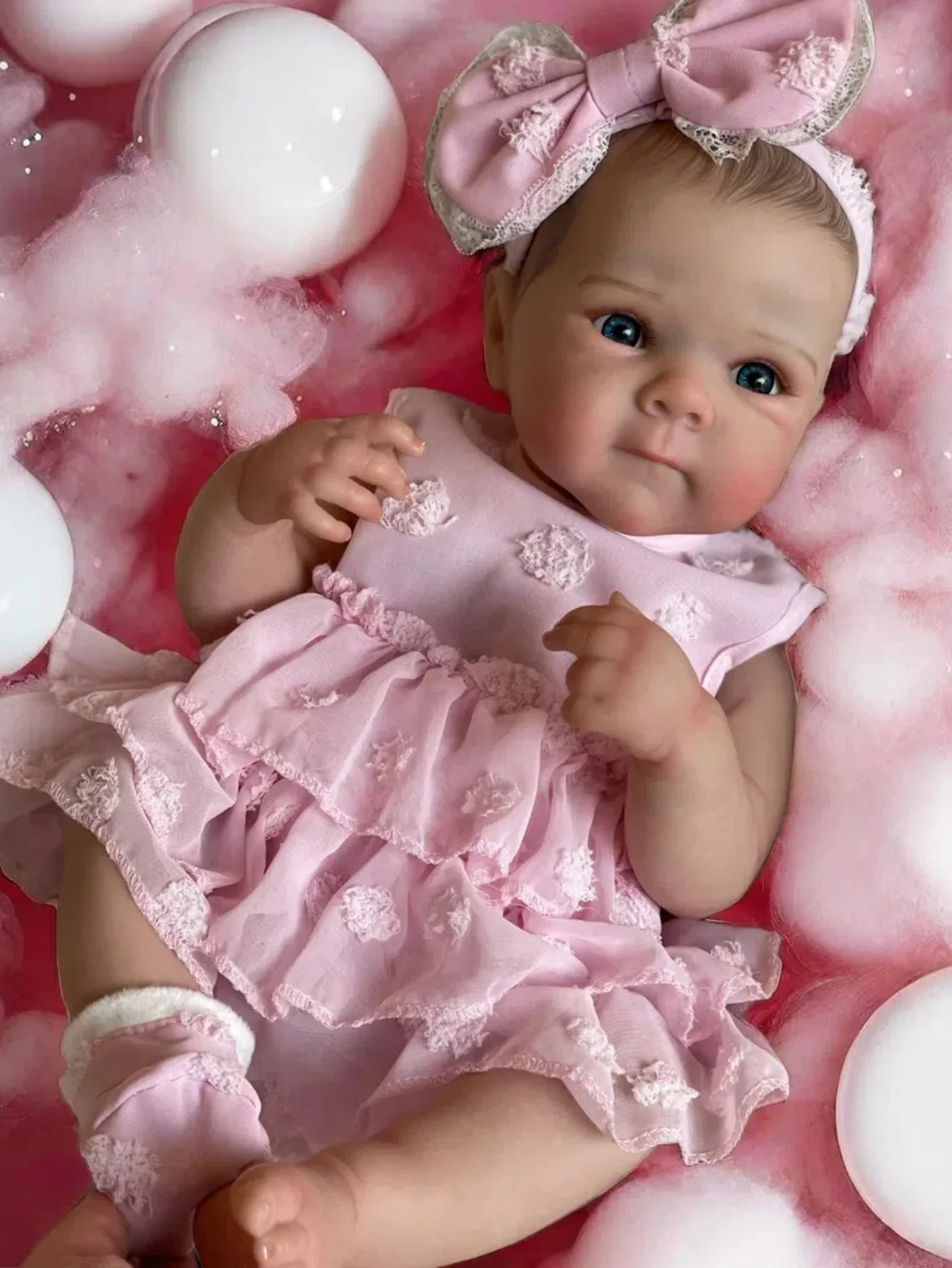 HEHUZY Reborn pop, 55 cm, levensechte babypop, lijkt op echte baby, siliconen, pasgeborenen, baby, peuters, meisjes, met zacht stoffen lichaam