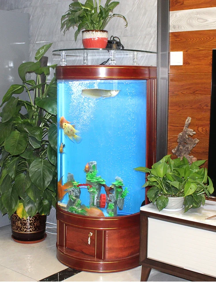 

Semi-circular landing European aquarium small water-free ultra-white glass goldfish bowl