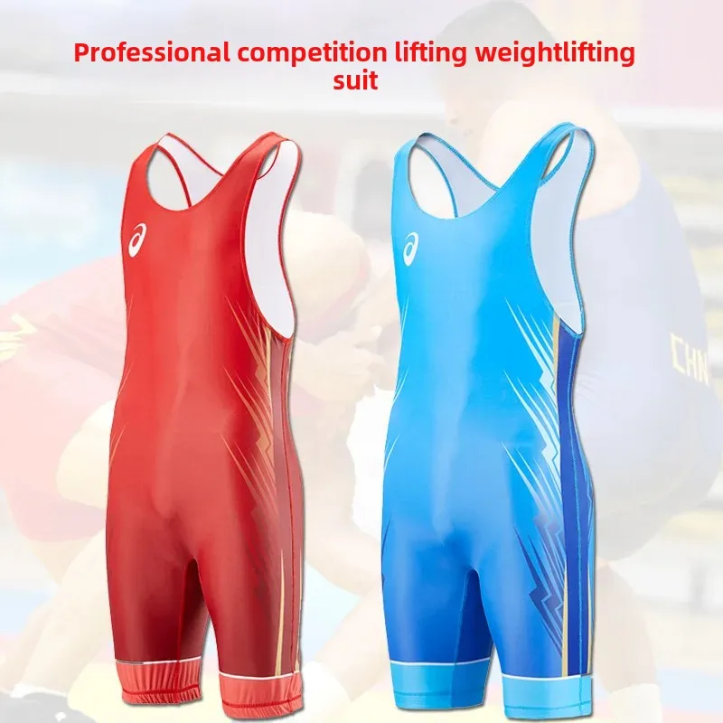 Men's Wrestling Suit Professional Competition Training One-Piece Weightlifting Clothes Free Style Bouts