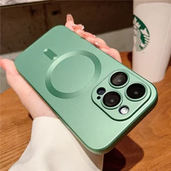 Premium MagSafe Matte Case with Magnetic Wireless Charging and Lens Protector - iPhone 15 Pro (Green)