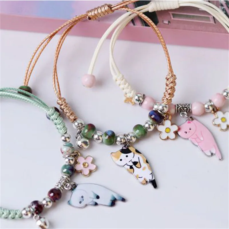 Bracelet Jewelry Cute Cartoon Animal Cat Rabbit Flower Bracelet for Girl Women Men Fashion Charm Student Friendship Bracelets