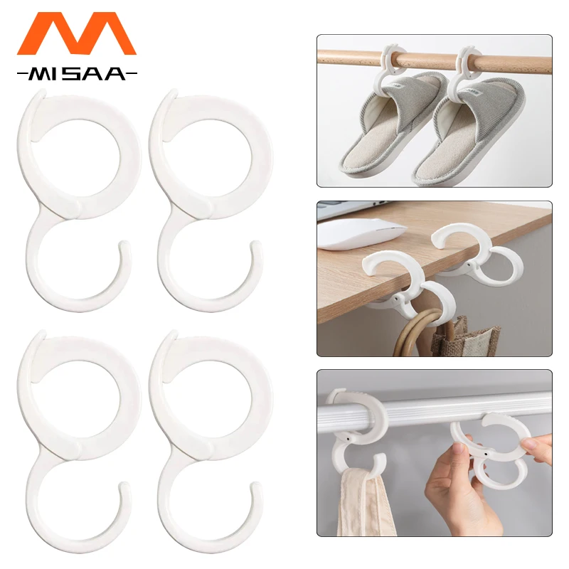 

S-Shaped Hooks Card Position Hook Wardrobe Closet Hanger Punch-Free Snap Ring Coat Holder Hat Tie Shoes Storage Rack For Home