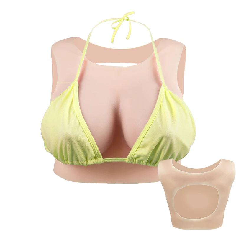 Kumiho Sissy 트랜스젠더 코스프레 실리콘 가짜 가슴, 현실적인 실리콘 가슴, 라운드 넥 할로우 드래그 퀸, 가짜 가슴