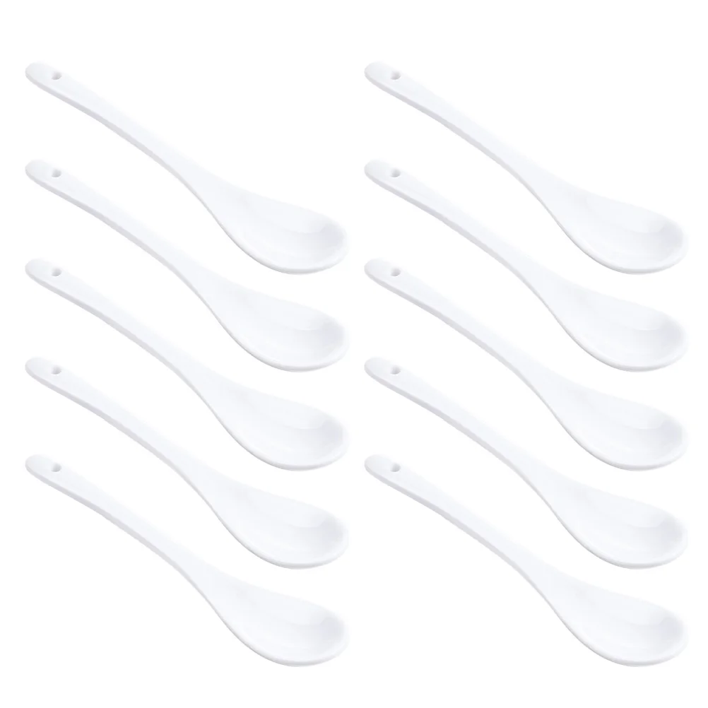 

10Pcs Mixing Spoon Spice Spoons Stirring Spoon Cocktail Stir Spoons Ceramic Serving Spoon Porcelain Soup Spoon