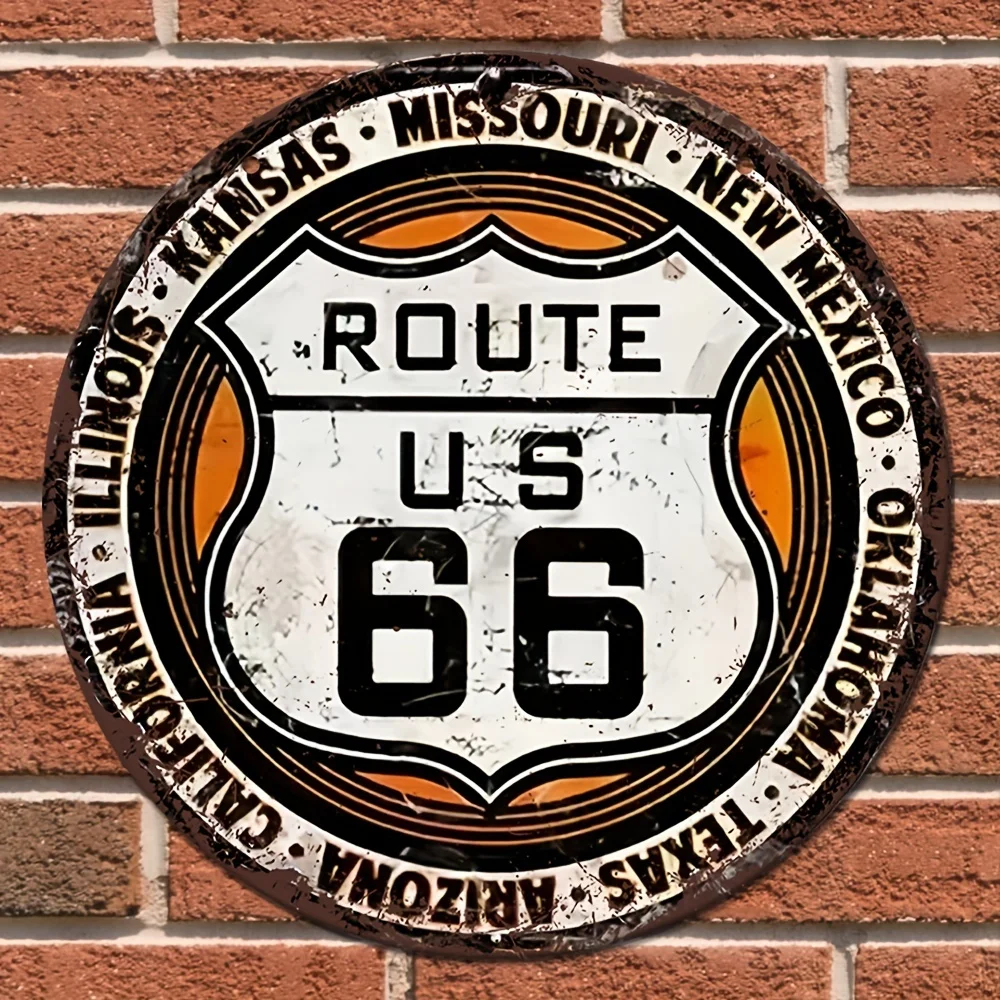 Металлическая круглая вывеска в стиле ретро, дорожная вывеска Route 66 США, винтажный Настенный декор для гаража, ресторана, кафе, бара, клуба, гостиной комнаты, Настенная декоративная табличка (art.: 3920c692deb69) - 3920c692deb69