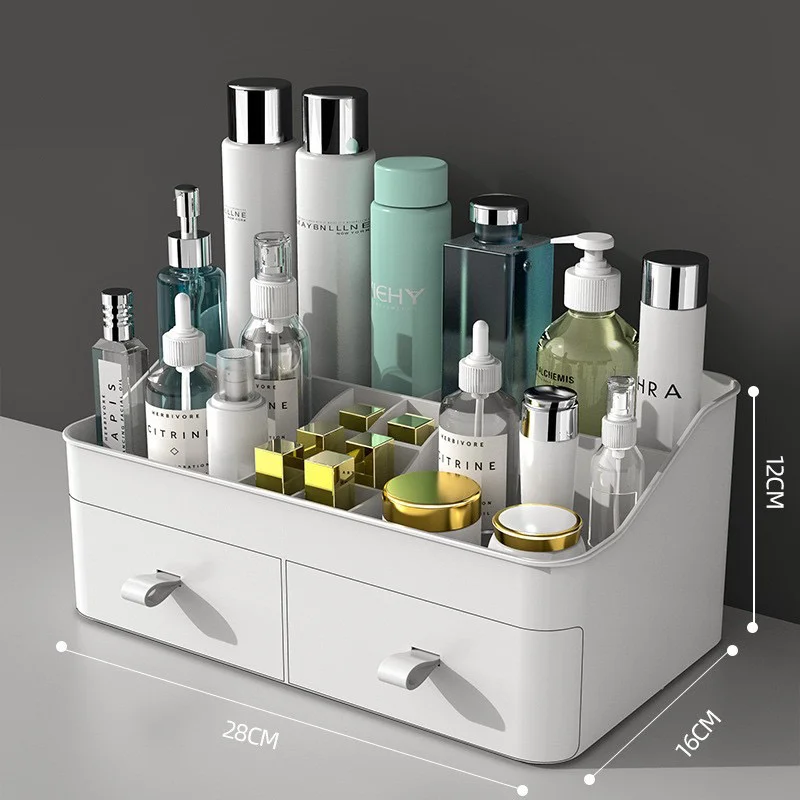Desktop Cosmetic Storage Box Plastic Makeup Brush Lipstick Organizer Drawer-Type Compartment for Bathroom & Bedroom 4