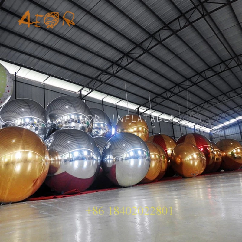 

Commercial PVC Sphere golden Mirror Balloon Reflective Christmas Inflatable Mirror Ball for Decoration