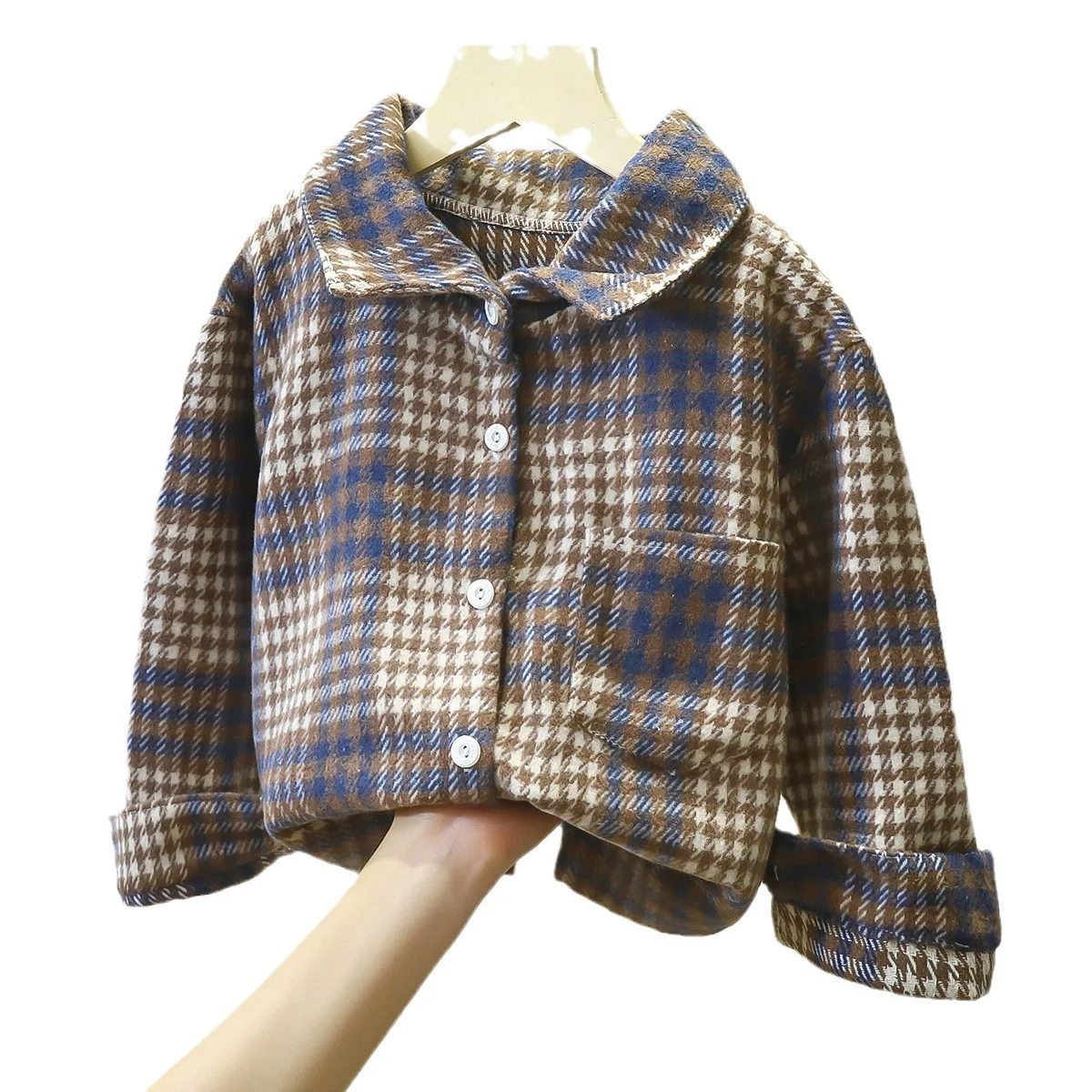 Baby Cotton Plaid Shirt Jacket Boys Girls Casual Shirt Outerwear Clothes Kids Autumn Long Sleeve Button Cardigan Jacket Coat