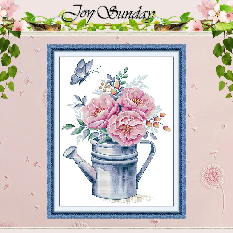 

Butterfly Flowers Kettle Patterns Counted Cross Stitch Set DIY 11CT 14CT 16CT Stamped DMC Cross-stitch Kit Embroidery Needlework