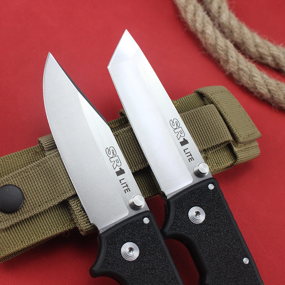 Cold SR1 Lite Folding Knife 8Cr14MoV Steel Blade Pocket Survival Hunting Tactical Outdoor Tanto Knives for Men Self-defense Tool 6