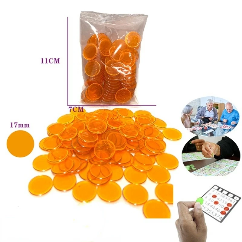 100Pcs 17mm Magnetic Plastic Transparent Color Chip Iron Ring Game Currency Magnetic Bingo Game Accessories bingo game set