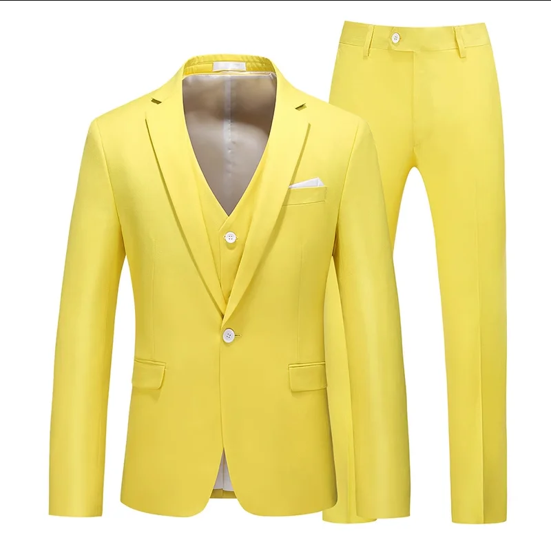 

(Blazer+Pant+Vest) Men Pure Color Formal Business Wedding Suit 3piece Large Size 6XL Single Breasted Social Office Dress Clothes