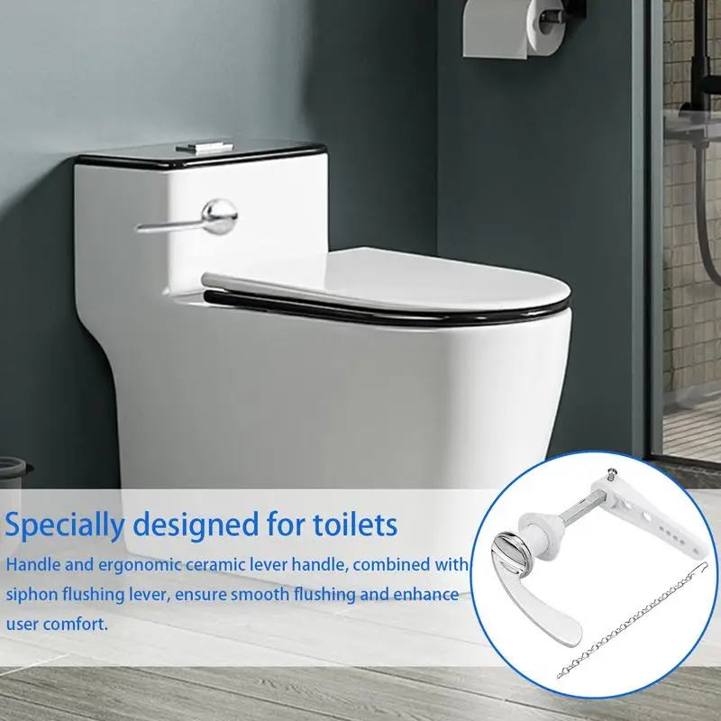Flush Handle For Toilet Tank Flush Lever Set Toilet Handle Lever Replacement With Chains For Repair Accessory spanner