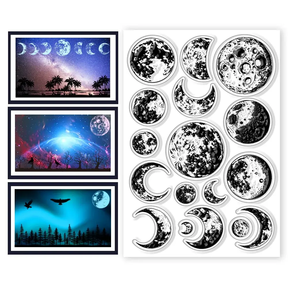 New Moon Stamp Clear Stamp For Scrapbooking Transparent Silicone Rubber DIY Photo Album Decor Clear Stamps Clear Rubber Stamps