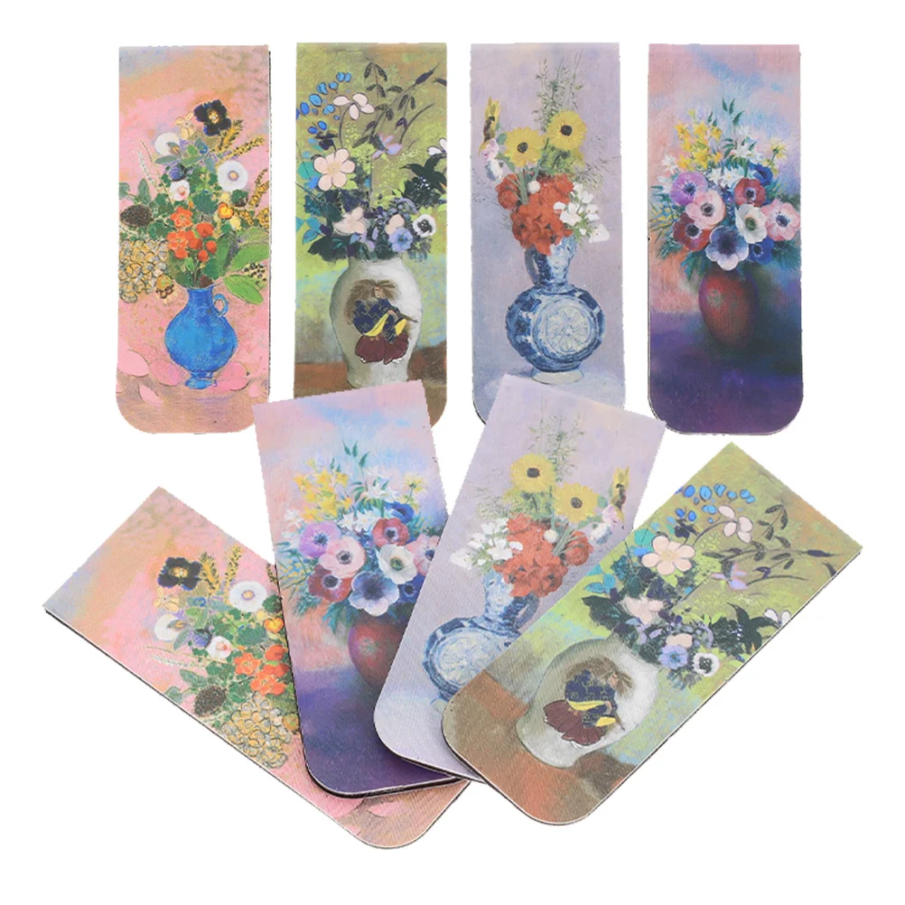 

8 Pcs Magnetic Bookmark Bookmarks Decorative Landscape Page Clips Vase Material