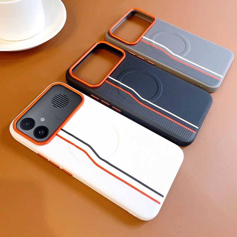 Magnetic PU Leather Ultra-Thin Protective Case with Colored Splicing Design