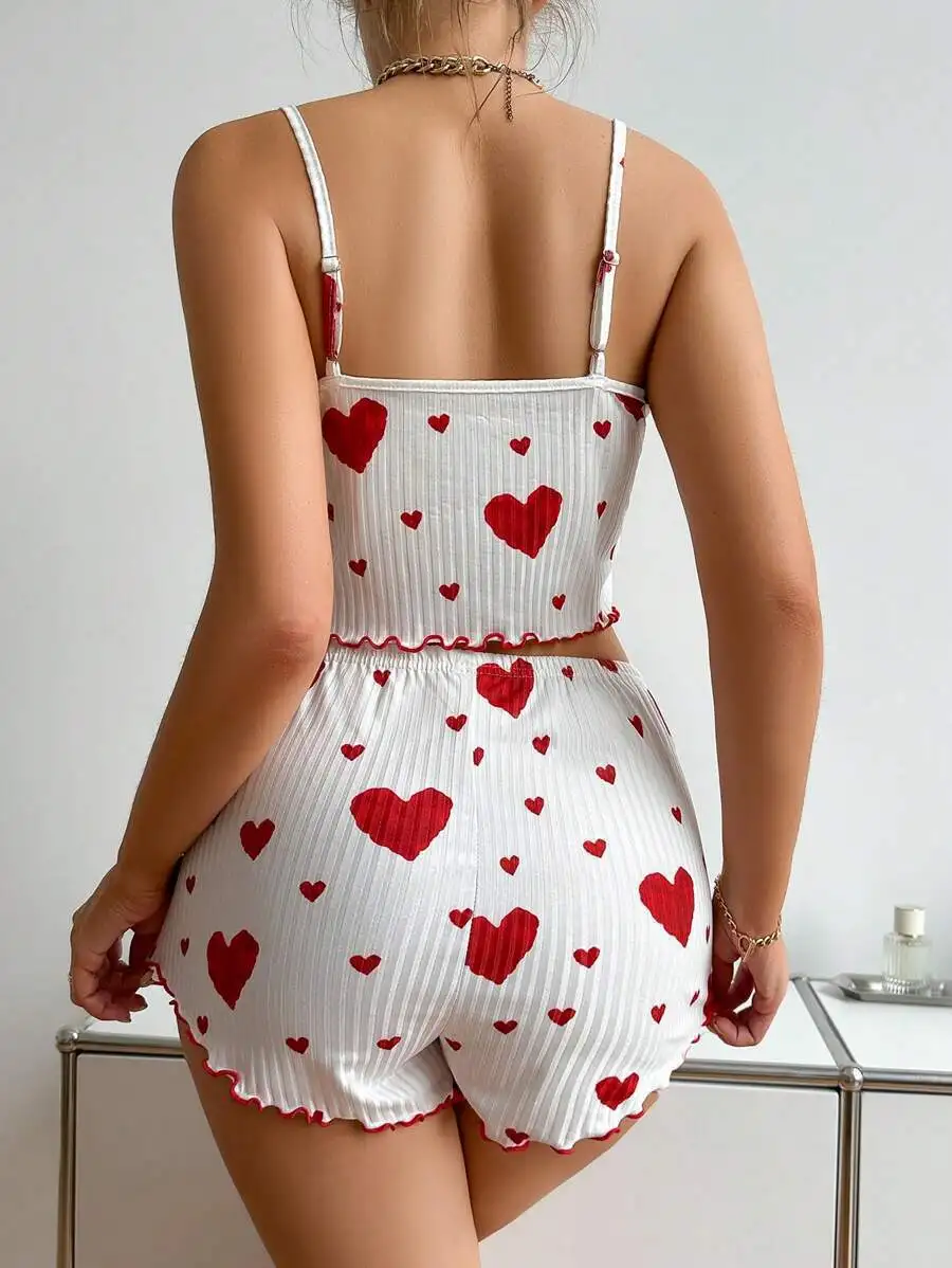Knitted Heart Print Loungewear Detail