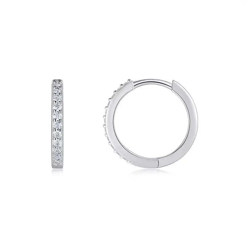 1,5 mm D Farbe VVS1 Moissanit Creolen 925 Sterling Silber Feiner Damenschmuck Lab Diamond Circle Huggie Ohrringe Pass Test – Detail 9