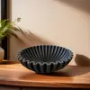 Decorative Bowl Modern Black Ruffle Resin Handcrafted Fluted Bowl Heavy Duty Centerpiece Desktop Decoration Fruit Bowl 3