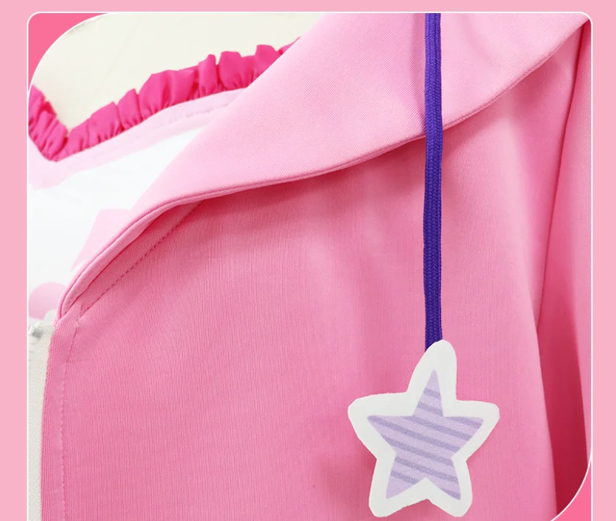 Women's Pink Hoodie Skirt Set with Wig