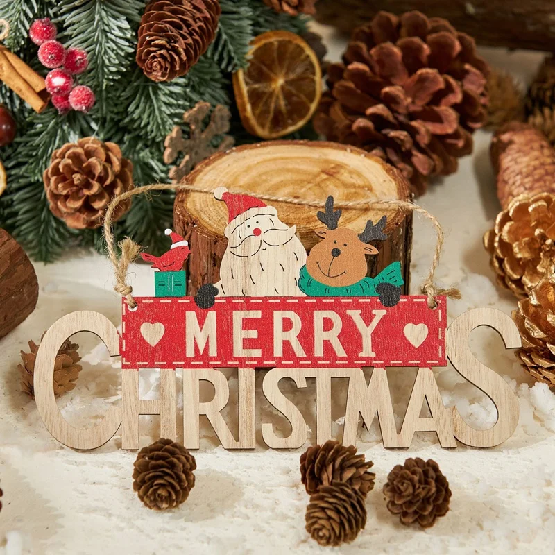 

2PCS Merry Christmas Plaques Sign Wall Hanging Home Outdoor Hanging Sign For Front Door Home Decor