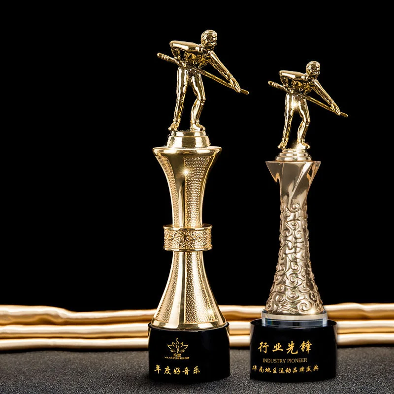 Customized Crystal Trophy, Electroplating Golden Resin, Creative Excellent Award Snooker Event Souvenir billiard Trophy Gift Box