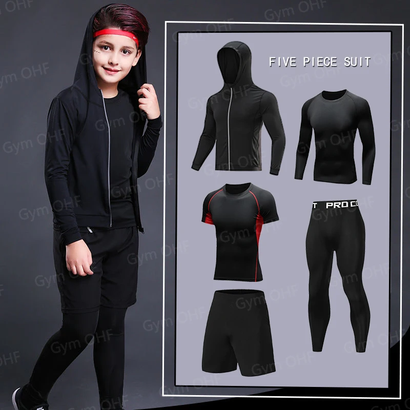 MMA Boxing Sets Kid's Compression Jerseys Boy's Running Jogging Workout Bjj Rashguard Jiu Jitsu Kickboxing Gym Fitness Clothing