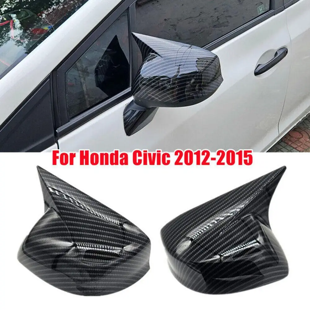 

Car Rearview Side Mirror Cover Wing Cap Sticker For Honda Civic 9th 2012-2015 Rear View Case Trim Carbon Fiber Black