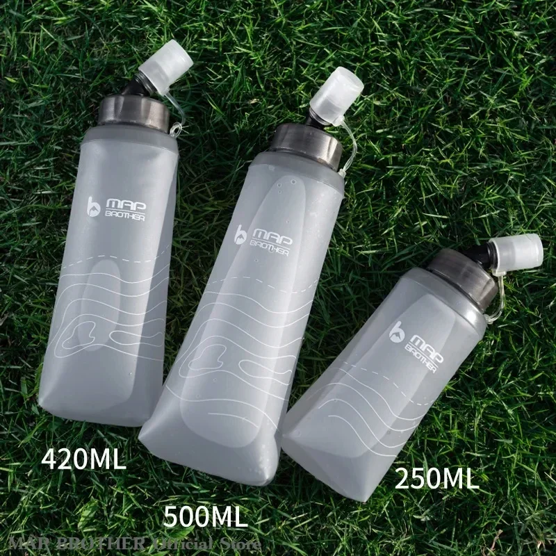 MAP BROTHER S005 250ml 420ml 500ml Soft Flask Folding Water Bottle TPU Can Hold Ice Cubes Running Hydration Pack Waist Bag Vest portable water bottle