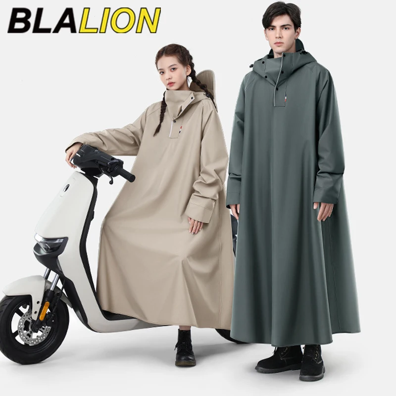 BLALION Waterproof Oversized Hooded Rain Poncho - Unisex Fashionable Long Raincoat