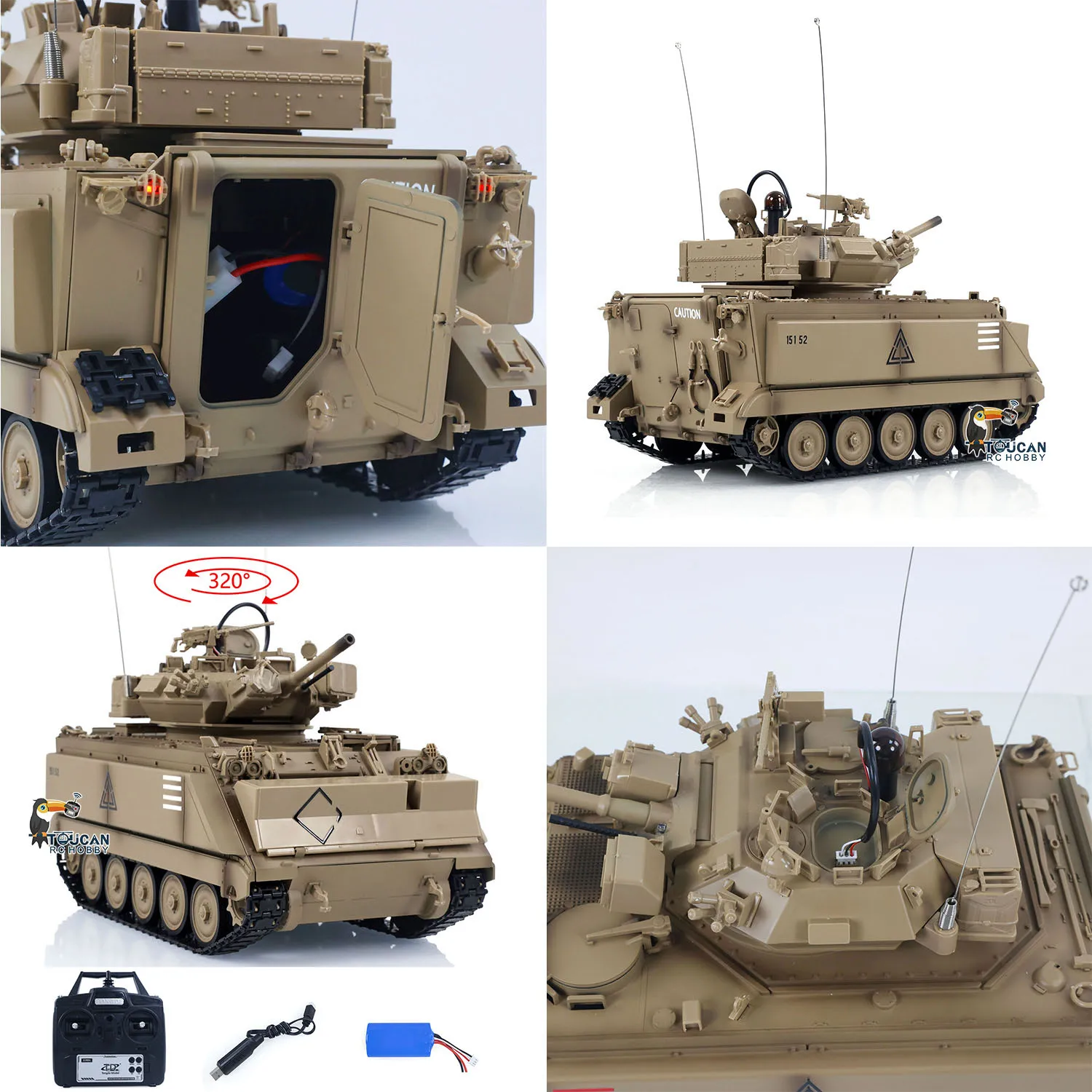 장난감 1/16 TD 원격 조종 군용 탱크 M2412-A M113A1 MRV 320 터렛..