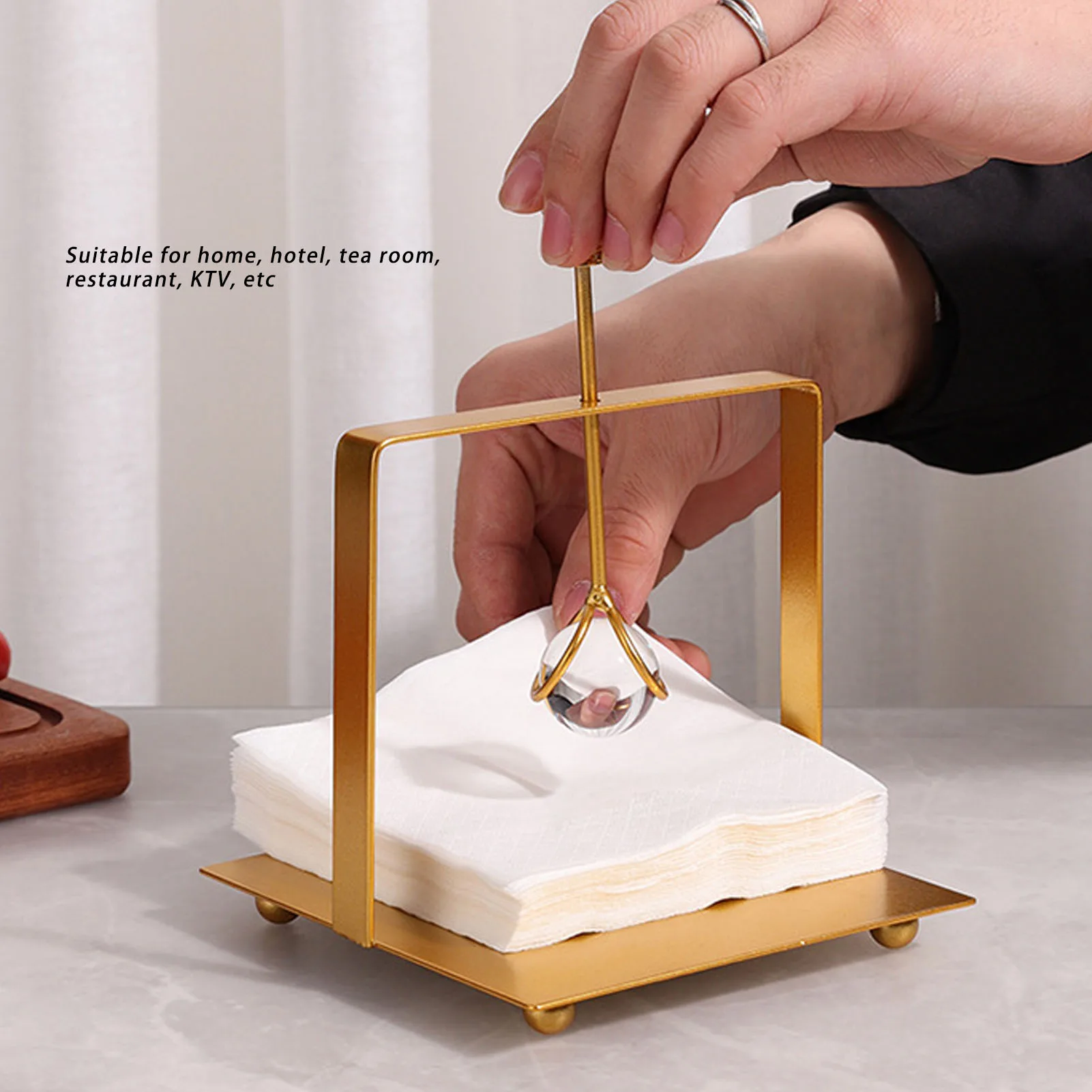 Flat Napkin Holder Metal Napkin Holder  Handle Modern Elegant  Paper Napkin Dispenser for Restaurant Hotel Home Office 2