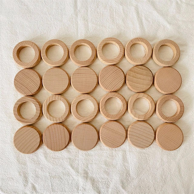 Rainbow Colored Wooden Rings Coins Blocks Kids Open Ended Play Toys Baby Montessori Activity At Home Stacking Game Loose Parts 6