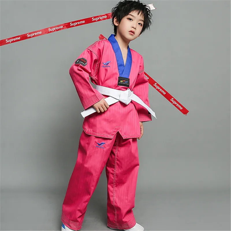 

Taekwondo Uniform Blue / Red / Black / Green / Pink Dobok WTF Tae Kwon Do Martial Arts Gi Performance