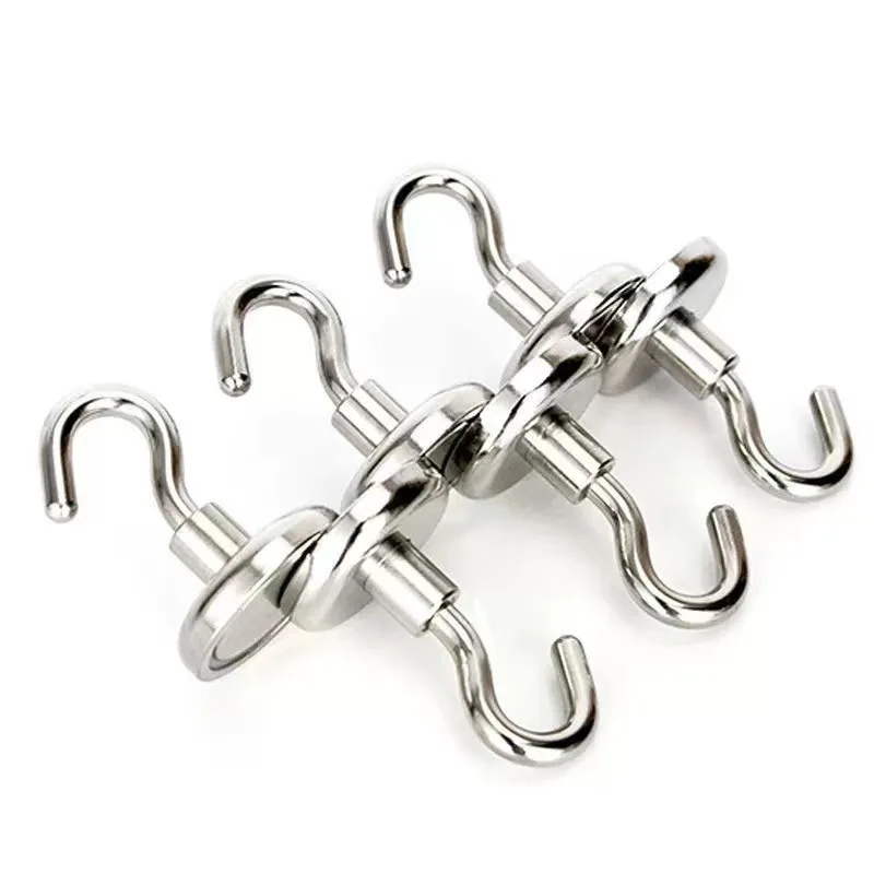 1-8PCS Strong Neodymium Magnetic Hook Hold Up To 12kg 5Pounds Diameter 20mm Magnets Quick Hook for Home Kitchen Workplace Etc
