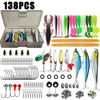 Fishing Lures Tackle Box with Crankbaits, Spoon, Hooks, Weights & Other Accessories, Fishing Bait Lure Gear Kit Gifts for Men 1