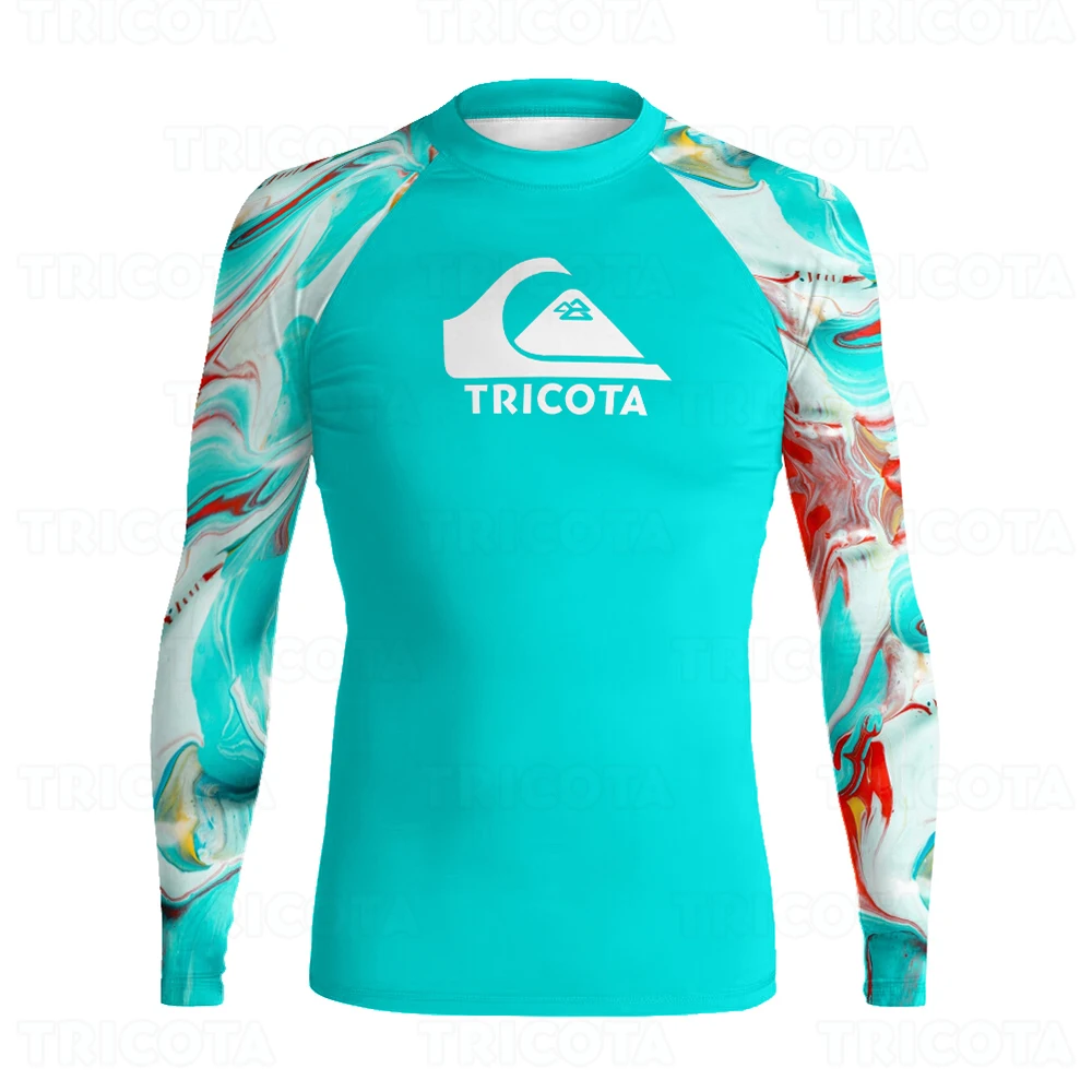 

TRICOT Men's Long Sleeve Surfing Shirt Pro Beach Sun Screen Surf Sweatshirt Swimwear UPF Gym Clothes UV Protection Rashguard