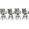 Outdoor Swivel Bar Stools Set of 4, Cast Aluminum Patio Pub Height Bar Stool & Chairs with Seat Cushion 1