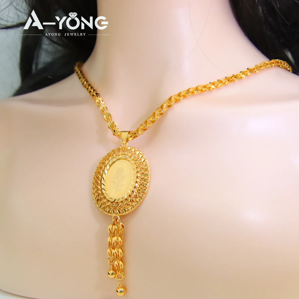 Saudi Islamic Gold Color Necklace 21k Gold Plated Fashion