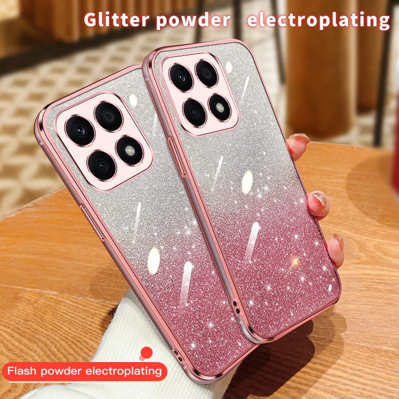 Custodia Glitterata Con Placcatura 6D Per Huawei Honor X8A Custodia Protettiva In Silicone Per Fotocamera Completa Honorx8A Crt-Lx1 Crt-Lx2 Crt-Lx3 Co