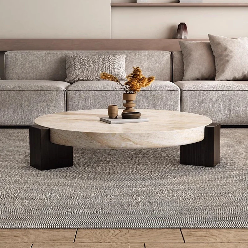 Tavolino Da Caffè Bianco Nordico Gambe In Legno In Piedi Tavolino Rotondo Grande Piano In Marmo Centro Couchtisch Tavolo Da Pranzo Set Mobili