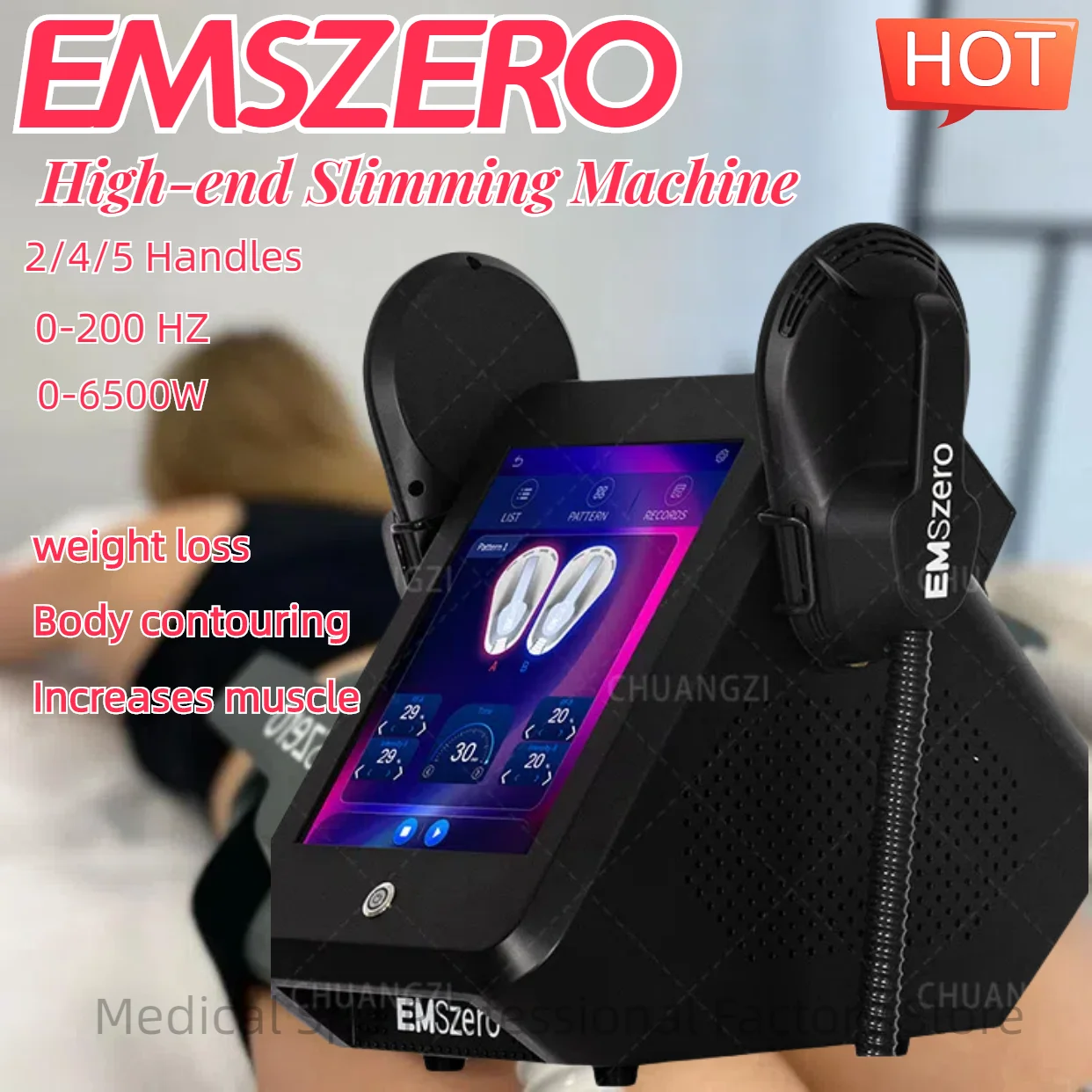 

EMSzero Neo Slimming Machine 6500W Electromagnetic Muscle Stimulation Body Sculpting Pelvic Equipment 4 Handles Rf