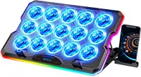 Gaming Laptop Cooling Pad with 15 Quiet Fans, 12-17.3 Inch, Adjustable Height, 2 USB Ports, Phone Stand