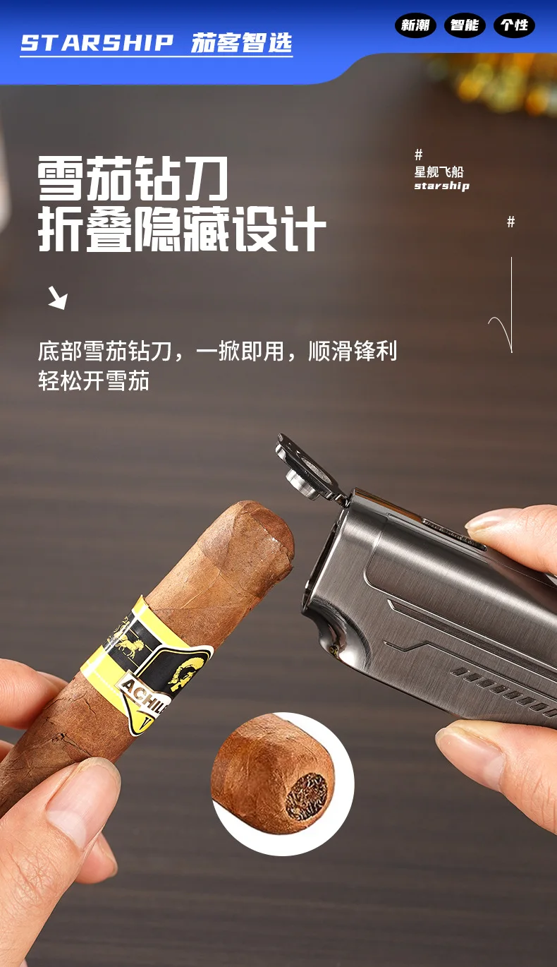 Description Picture 6 of item2026 New Three Straight Lighters Portable Ignition Multi-function Cigarette Lighter Household Fierce Lighter Wholesale.