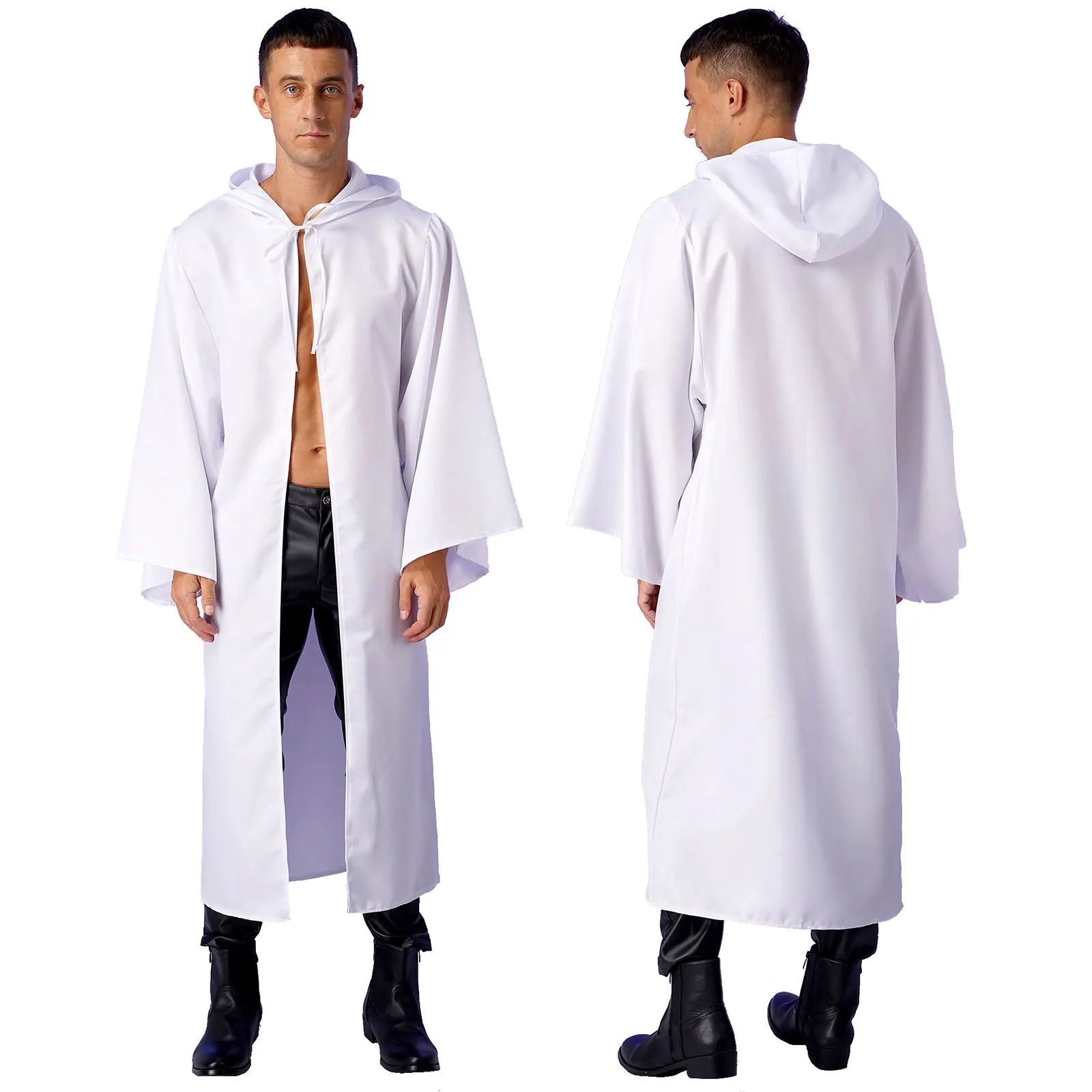 

Mens The Star Wars Warrior Cosplay Costume Halloween Theme Party Christmas Role Play Clothes Tunic Tie Hooded Robe Cloak Cape