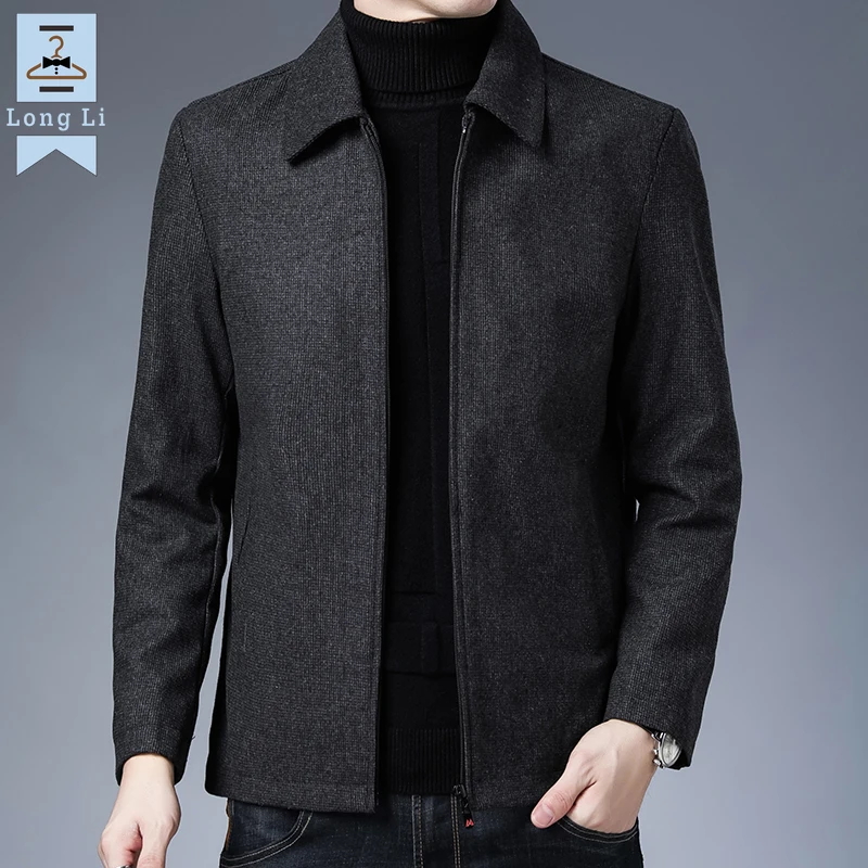 

High Quality New Brand Casual Fashion Lapel Autumn Winter Mens Coat 2023 Men Clothing Fashion Jacket Solid Classic Windbreaker